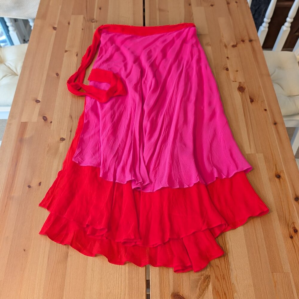 Farm Rio Tiered Midi Wrap Skirt L